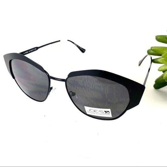 NWT Joe’s Jeans Sunglasses Black Satin Cat Eye Round UV Protection NEW Designer main image 6